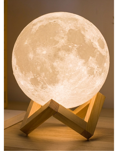 LunaGlow 3D Moon Lamp with Wooden Stand – Warm LED Night Light | Aesthetic Home Decor