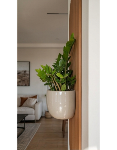 Elegant Ceramic Artificial Flower Pot | Sage Green | Modern Home Décor for Living Room, Bedroom & Office Table