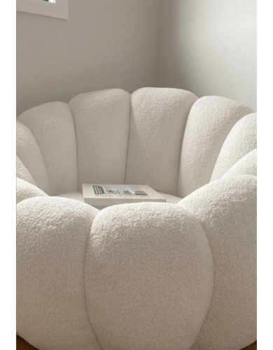 CloudNest Bouclé Lounge Chair – Plush Round Accent Sofa | Modern Minimal Home Decor