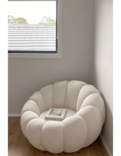 CloudNest Bouclé Lounge Chair – Plush Round Accent Sofa | Modern Minimal Home Decor