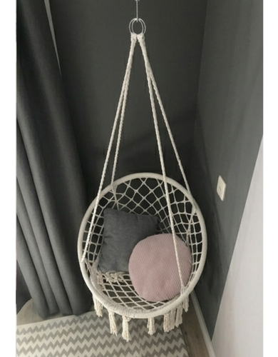 BohoNest Macramé Hanging Swing Chair – Indoor Hammock Seat | Aesthetic Home Decor