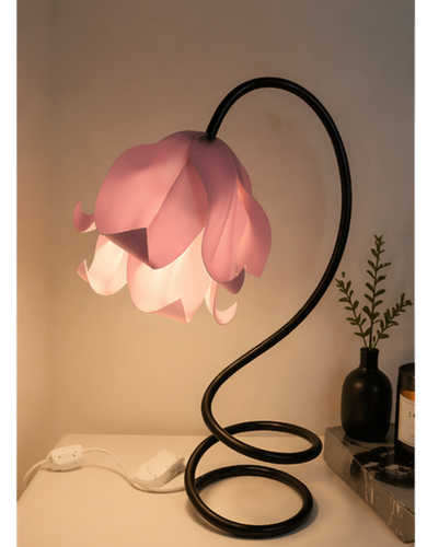 Elegant Bloom Flower Table Lamp – Aesthetic Spiral LED Lamp for Home Decor
