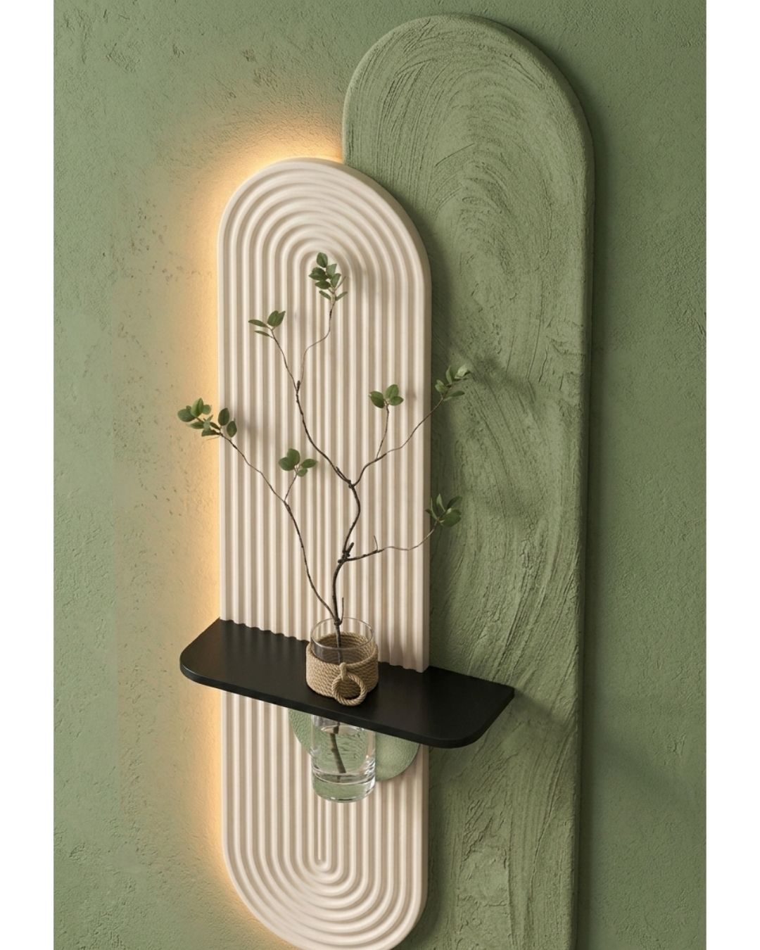 Luxury Arch Wall Vase Shelf with LED Backlight
