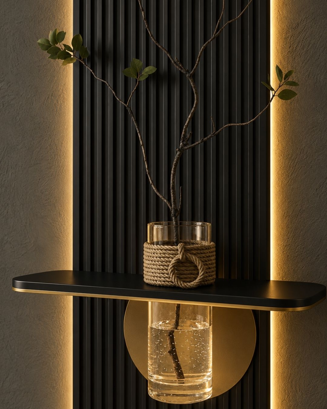 Luxury Arch Wall Vase Shelf with LED Backlight