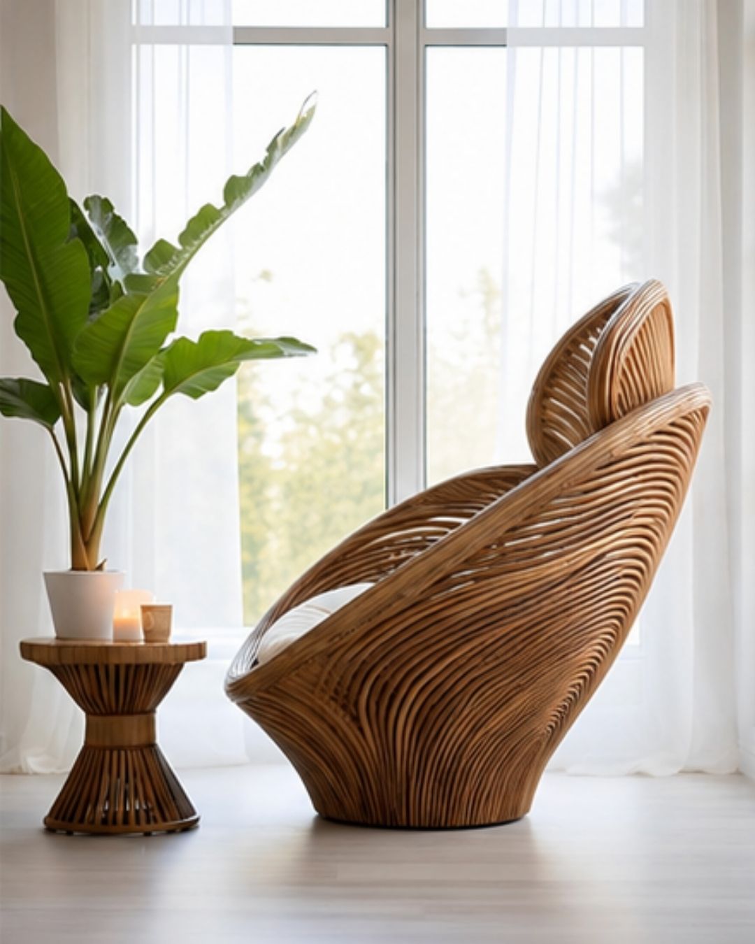 Luxury Handwoven Rattan Accent Lounge Chair